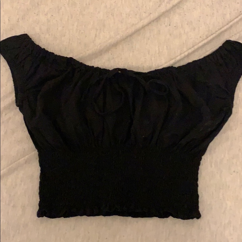 Black cinch waist vintage inspired crop top